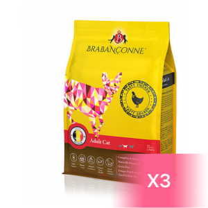 Brabanconne Low Grain Adult Cat Dry Food - Tasty Chicken 7.5kg (3 Bags x 2.5kg) 【Free Gift:Siana Booster 50g】