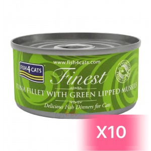 Fish4Cats Canned Cat Food - Tuna Fillet with Green Lipped Mussel 70g (10 Cans)