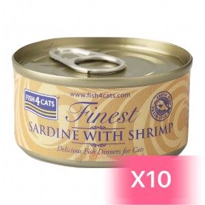 Fish4Cats Canned Cat Food - Sardine with Shrimp 70g (10 Cans)