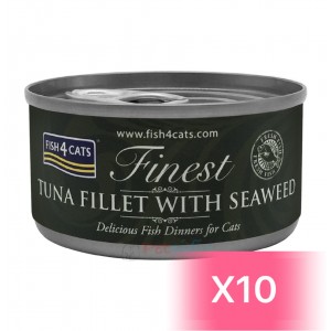 Fish4Cats Canned Cat Food - Tuna Fillet with Seaweed 70g (10 Cans)