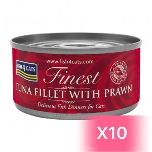 Fish4Cats Canned Cat Food - Tuna Fillet with Prawn 70g (10 Cans)