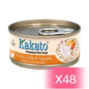 Kakato Cat Canned Food - Chicken, Scallop & Vegetables(Complete Diet) 70g (48 Cans)