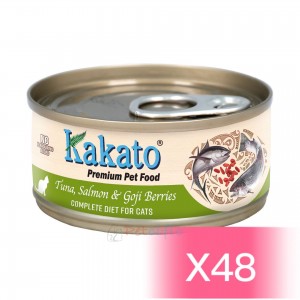 Kakato Cat Canned Food - Tuna, Salmon & Goji Berries(Complete Diet) 70g (48 Cans)