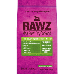 Rawz Grain Free All Life Stages Cat Dry Food - Dehydrated Chicken, Turkey, Chicken 7.8lbs