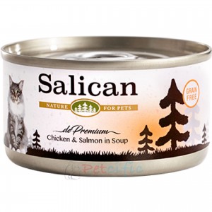 Salican Canned Cat Food - Chicken & Salmon in Soup 85g