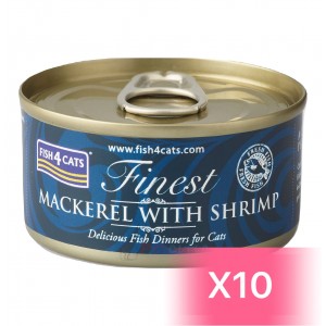 Fish4Cats Canned Cat Food - Mackerel with Prawn 70g (10 Cans)