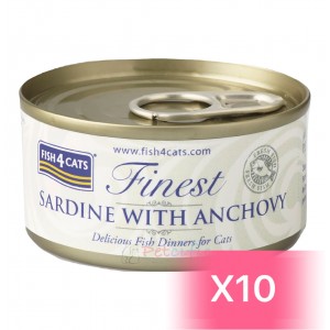 Fish4Cats Canned Cat Food - Sardine with Anchovy 70g (10 Cans)