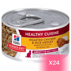 Hill's Science Diet Adult Cat Canned Food - Healthy Cuisine Roasted Chicken & Rice Medley 2.8oz (24 Cans)