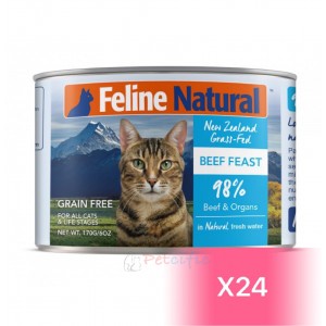 Feline Natural Canned Cat Food - Beef Feast 170g (24 Cans)