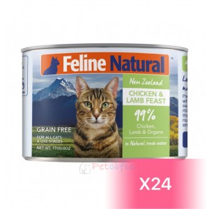 Feline Natural Canned Cat Food - Chicken and Lamb Feast 170g (24 Cans)