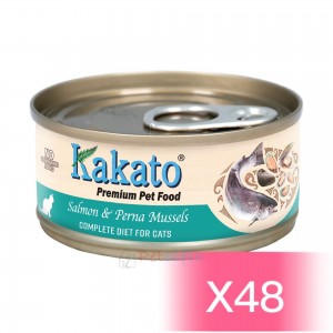 Kakato Cat Canned Food - Salmon & Perna Mussels(Complete Diet) 70g (48 Cans)