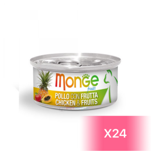 Monge Canned Cat Food - Chicken & Fruits 80g (24 Cans)