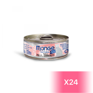 Monge Canned Cat Food - Tuna and Chicken with Shrimps 80g (24 Cans)