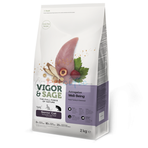 【EXP:08/2023】Vigor & Sage Grain Free Senior Cat Food - Astragalus Well-Being 2kg