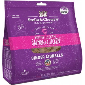 Stella & Chewy's Freeze Dried Adult Cat Food - Yummy Lickin' Salmon & Chicken 36oz (2 Bags x 18oz)
