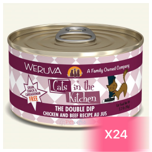 WeRuVa Cats In The Kitchen Canned Cat Food - Chicken and Beef Recipe(The Double Dip) 90g (24 Cans)
