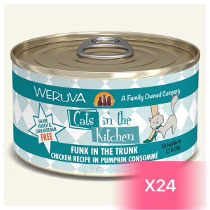 WeRuVa Cats In The Kitchen Canned Cat Food - Chicken Recipe in Pumpkin(Funk in the Trunk) 90g (24 Cans)