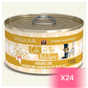 WeRuVa Cats In The Kitchen Canned Cat Food - Chicken and Salmon Recipe(Goldie Lox) 90g (24 Cans)