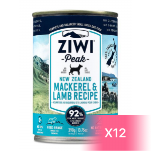 ZiwiPeak Canned Dog Food - Mackerel & Lamb 390g (12 Cans)
